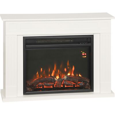 HOMCOM Elektrischer Kamin mit Rahmen und realistischer 3D-Flamme, 5 Helligkeitsstufen, 2000W leiser Elektrokamin mit 12 Farben, Thermostat, verstellbare Heizung, Timer, Fernbedienung, 30 m², Weiß Aosom HOMCOM Elektrischer Kamin mit Rahmen und realistischer 3D-Flamme, 5 Helligkeitsstufen, 2000W leiser Elektrokamin mit 12 Farben, Thermostat, verstellbare Heizung, Timer, Fernbedienung, 30 m², Weiß Aosom