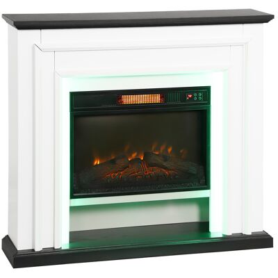 HOMCOM Elektrischer Kamin 1800W, RGB-LED-Lichter, 3-stufiger Flammeneffekt, dekorativer Attrappen-Kamin mit Kaminaufsatz, Thermostat, Fernbedienung, Timer, bis zu 30 m², schwarz und weiß Aosom HOMCOM Elektrischer Kamin 1800W, RGB-LED-Lichter, 3-stufiger Flammeneffekt, dekorativer Attrappen-Kamin mit Kaminaufsatz, Thermostat, Fernbedienung, Timer, bis zu 30 m², schwarz und weiß Aosom