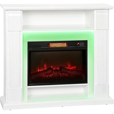 HOMCOM Elektrokamin mit Heizung, Elektrischer Kamin mit RGB LED Flammeneffekt, 3 Helligkeitsstufen, 1800W Dekokamin mit Regal, Fernbedienung, Timer, Überhitzungsschutz Weiß Aosom HOMCOM Elektrokamin mit Heizung, Elektrischer Kamin mit RGB LED Flammeneffekt, 3 Helligkeitsstufen, 1800W Dekokamin mit Regal, Fernbedienung, Timer, Überhitzungsschutz Weiß Aosom