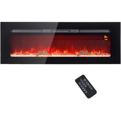 HOMCOM Elektrokamin, Wandkamin mit Heizung 1800 W, LED 3D-Flammeneffekt, Kristalle, in 3 Farben mit 5 Helligkeitsstufen, Elektrischer Kamin mit Fernbedienung, Timer, Touchscreen, Wandmontage, Schwarz Aosom HOMCOM Elektrokamin, Wandkamin mit Heizung 1800 W, LED 3D-Flammeneffekt, Kristalle, in 3 Farben mit 5 Helligkeitsstufen, Elektrischer Kamin mit Fernbedienung, Timer, Touchscreen, Wandmontage, Schwarz Aosom