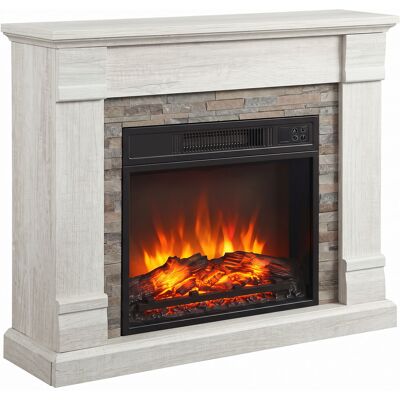 HOMCOM Elektrischer Kamin, dekorativer Elektrokamin 1800 W mit realistischer 3-stufiger Flammwirkung, TV-Ablage bis 88,9 cm, Thermostat, 6 h-/Wochen-Timer, Fernbedienung, Natur Aosom HOMCOM Elektrischer Kamin, dekorativer Elektrokamin 1800 W mit realistischer 3-stufiger Flammwirkung, TV-Ablage bis 88,9 cm, Thermostat, 6 h-/Wochen-Timer, Fernbedienung, Natur Aosom