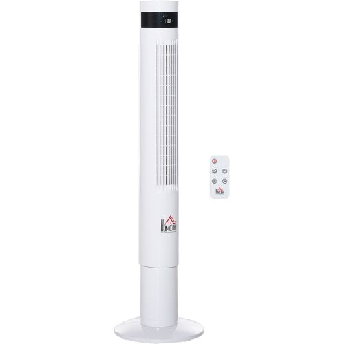HOMCOM Turmventilator 110cm mit Fernsteuerung 85° oszillierend 50W 3 Modi & 3 Geschwindigkeiten aus PE-Kunststoff & Stahl in Weiß Aosom.de