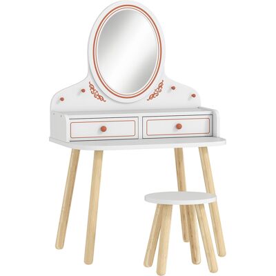 AIYAPLAY Kinder Schminktisch Set Frisiertisch mit Hocker Spiegel, Make-up Tisch Set mit Schubladen Kleiderstangen Kinderschminktisch Kosmetiktisch für Mädchen 3-8 Jahre Weiß Aosom AIYAPLAY Kinder Schminktisch Set Frisiertisch mit Hocker Spiegel, Make-up Tisch Set mit Schubladen Kleiderstangen Kinderschminktisch Kosmetiktisch für Mädchen 3-8 Jahre Weiß Aosom
