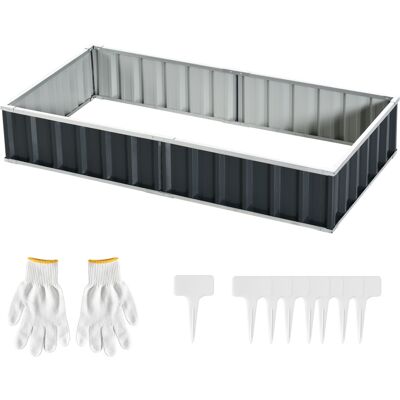 Outsunny Hochbeet für den Garten Maße 174L x 90B x 30H cm - modular, Werkzeugloser Aufbau, Handschuhe enthalten - gewelltes Stahlblech Anthrazit Aosom Outsunny Hochbeet für den Garten Maße 174L x 90B x 30H cm - modular, Werkzeugloser Aufbau, Handschuhe enthalten - gewelltes Stahlblech Anthrazit Aosom