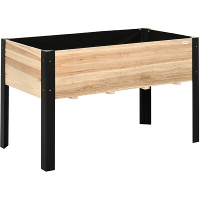 Outsunny Hochbeet großer Pflanzkasten aus Massivholz und Stahl 120x60x74cm in Natur und Schwarz für Garten und Balkon Aosom.de Outsunny Hochbeet großer Pflanzkasten aus Massivholz und Stahl 120x60x74cm in Natur und Schwarz für Garten und Balkon Aosom.de