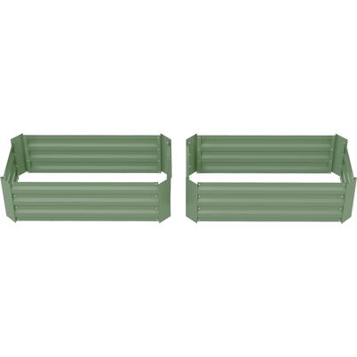 Outsunny Set von 2 Hochbeeten für den Garten, Abmessungen 100L x 50B x 30H cm - gewelltes Stahlblech in Grün Aosom Outsunny Set von 2 Hochbeeten für den Garten, Abmessungen 100L x 50B x 30H cm - gewelltes Stahlblech in Grün Aosom