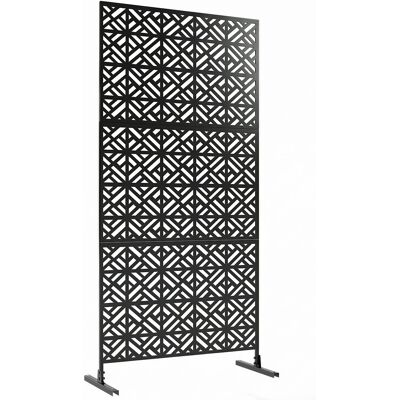 Outsunny Dekorativer Sichtschutz-Paneel Außen Claustra Dekorativ Garten 3 Paneele mit geometrischem Muster Außensichtschutz mit Metallgestell 92 x 40 x 192 cm, Schwarz Aosom Outsunny Dekorativer Sichtschutz-Paneel Außen Claustra Dekorativ Garten 3 Paneele mit geometrischem Muster Außensichtschutz mit Metallgestell 92 x 40 x 192 cm, Schwarz Aosom
