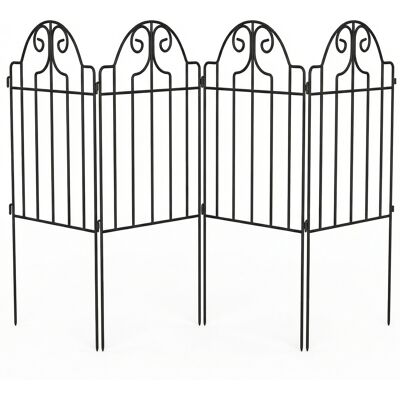 Outsunny Set mit 4 Metall-Gartenzaunelementen, 125x57 cm, dekorative Außenbegrenzung mit gebogenem Design, robust und einfach zu montieren, für Garten, Terrasse, Rasen, Schwarz Aosom Outsunny Set mit 4 Metall-Gartenzaunelementen, 125x57 cm, dekorative Außenbegrenzung mit gebogenem Design, robust und einfach zu montieren, für Garten, Terrasse, Rasen, Schwarz Aosom