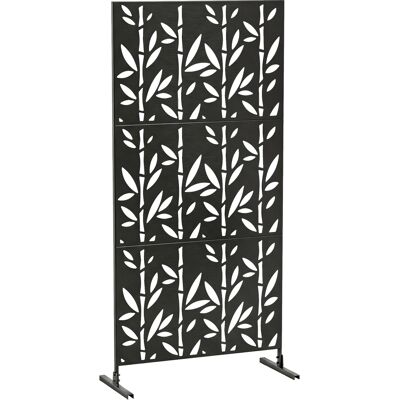 Outsunny Dekorativer Sichtschutz für Außen, Garten-Claustra 3 Paneele mit Bambusmuster, Metallrahmen 92 x 40 x 192 cm, Schwarz Aosom Outsunny Dekorativer Sichtschutz für Außen, Garten-Claustra 3 Paneele mit Bambusmuster, Metallrahmen 92 x 40 x 192 cm, Schwarz Aosom