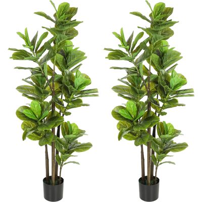 HOMCOM 2er-Set künstliche Zimmerpflanzen 150 cm, Geigenfeige mit Zementtopf, 120 realistische Blätter, grüner Deko-Baum für Zuhause, Büro, Wohnzimmer, Schlafzimmer Aosom HOMCOM 2er-Set künstliche Zimmerpflanzen 150 cm, Geigenfeige mit Zementtopf, 120 realistische Blätter, grüner Deko-Baum für Zuhause, Büro, Wohnzimmer, Schlafzimmer Aosom