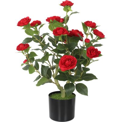 HOMCOM Künstliche Kamelie 65 cm, Kunstbaum im Topf mit realistischen Seidenblüten, 116 Blätter und Moos-Effekt, Dekopflanze für Innen und Außen, Ø15x65 cm, Rot Aosom HOMCOM Künstliche Kamelie 65 cm, Kunstbaum im Topf mit realistischen Seidenblüten, 116 Blätter und Moos-Effekt, Dekopflanze für Innen und Außen, Ø15x65 cm, Rot Aosom