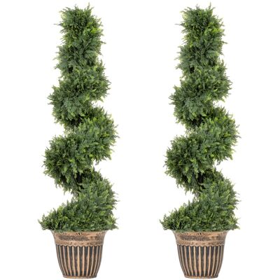 HOMCOM 2er Set Künstliche Zypresse 120cm Spirale Kunstpflanze, Plastik Künstliche Pflanzen im Topf, Kunstbaum Fake Plant wie echt für Wohnzimmer Schlafzimmer Büro Garten Moderne Dekoration Geschenk Aosom HOMCOM 2er Set Künstliche Zypresse 120cm Spirale Kunstpflanze, Plastik Künstliche Pflanzen im Topf, Kunstbaum Fake Plant wie echt für Wohnzimmer Schlafzimmer Büro Garten Moderne Dekoration Geschenk Aosom