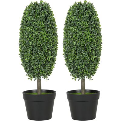 HOMCOM Künstliche Buchsbaum 2er-Set 60 cm Kunstpflanze im Olivenform, künstliche Pflanzen im Topf, UV-beständig Kunstbaum wie echt Dekoration für Wohnzimmer Schlafzimmer Outdoor Aosom HOMCOM Künstliche Buchsbaum 2er-Set 60 cm Kunstpflanze im Olivenform, künstliche Pflanzen im Topf, UV-beständig Kunstbaum wie echt Dekoration für Wohnzimmer Schlafzimmer Outdoor Aosom
