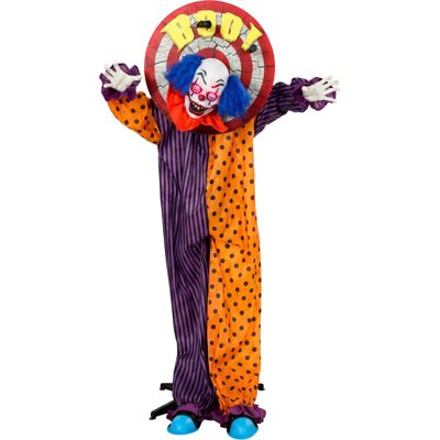 HOMCOM 167 cm Halloween Animierte Zirkusclown Deko Lebensgroß mit Leuchtenden Augen, Sound- und Berührungsaktivierung,Halloween Dekoration für Indoor, Outdoor, Hof, Rasen Aosom HOMCOM 167 cm Halloween Animierte Zirkusclown Deko Lebensgroß mit Leuchtenden Augen, Sound- und Berührungsaktivierung,Halloween Dekoration für Indoor, Outdoor, Hof, Rasen Aosom