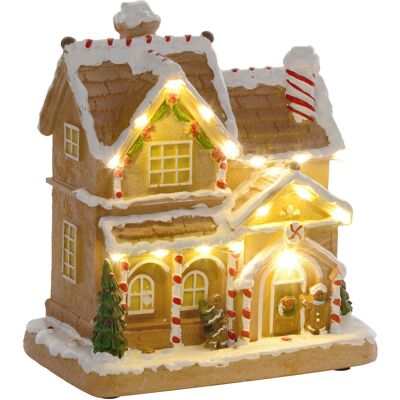 HOMCOM Weihnachtsdorf Lebkuchenhaus mit LED-Lichtern und Musik, Weihnachtshaus Winterlandschaft mit Lebkuchenmann, für Weihnachten, Braun Aosom HOMCOM Weihnachtsdorf Lebkuchenhaus mit LED-Lichtern und Musik, Weihnachtshaus Winterlandschaft mit Lebkuchenmann, für Weihnachten, Braun Aosom