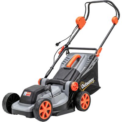 Outsunny Elektro Rasenmäher 1200 W mit 34 cm Schnittbreite 35L Fangkorb Mulchfunktion 6 Schnitthöhen Elektrischer Sichelmäher mit 3-fache Höhenverstellbar abnehmbar Griffe, Mäher für Rasen Aosom Outsunny Elektro Rasenmäher 1200 W mit 34 cm Schnittbreite 35L Fangkorb Mulchfunktion 6 Schnitthöhen Elektrischer Sichelmäher mit 3-fache Höhenverstellbar abnehmbar Griffe, Mäher für Rasen Aosom