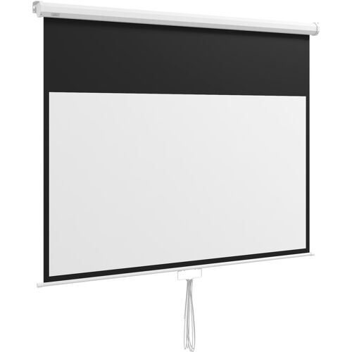 HOMCOM Beamer Leinwand 172 x 96 cm manuell, Rollleinwand für 4K HD, Filmleinwand für Heimkino und Präsentationen, weiß Aosom.de