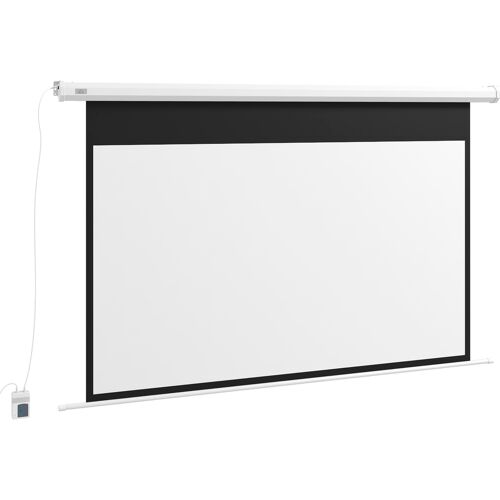 HOMCOM Beamer Leinwand 186 x 105 cm 84 Zoll 16:9 HD 4K Elektrische Projektionsleinwand Motor Leinwand mit Fernbedienung für Heimkino oder Büro-Präsentationen Aosom