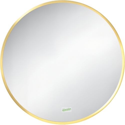 kleankin LED Badspiegel runder Wandspiegel Ø50 cm mit Memoryfunktion IP44 für Badezimmer Wohnzimmer Schlafzimmer Gold Aluminium Aosom.de