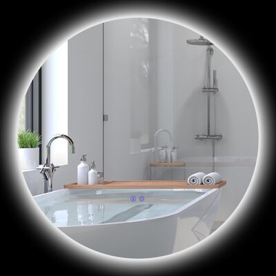 Kleankin LED-Runder Badezimmer Spiegel mit Touch-Schalter, Anti-Beschlag, Dimmbar - Badezimmerspiegel Kleankin LED-Runder Badezimmer Spiegel mit Touch-Schalter, Anti-Beschlag, Dimmbar - Badezimmerspiegel