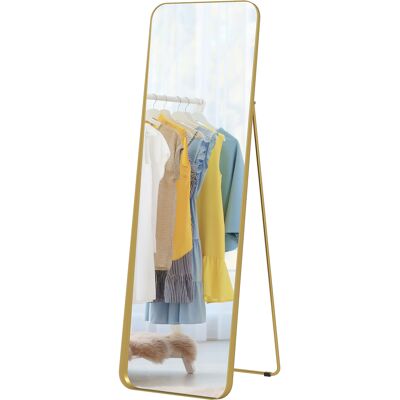 HOMCOM Ganzkörperspiegel 160 x 50 cm verjüngender Standspiegel mit Metallrahmen und Bruchsichere Glas, Wandspiegel zum Stehen, Anlehnen, Spiegel für Wohnzimmer, Schlafzimmer, Flur, Gold Aosom HOMCOM Ganzkörperspiegel 160 x 50 cm verjüngender Standspiegel mit Metallrahmen und Bruchsichere Glas, Wandspiegel zum Stehen, Anlehnen, Spiegel für Wohnzimmer, Schlafzimmer, Flur, Gold Aosom