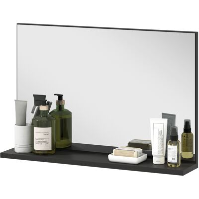 kleankin Badezimmerspiegel mit Regal an der Wand, moderner Multifunktions-Badezimmerspiegel für Badezimmer, Schlafzimmer und Flur, 60x12x40 cm, Schwarz Aosom kleankin Badezimmerspiegel mit Regal an der Wand, moderner Multifunktions-Badezimmerspiegel für Badezimmer, Schlafzimmer und Flur, 60x12x40 cm, Schwarz Aosom