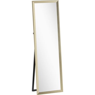 HOMCOM Ganzkörperspiegel 160 x 50 cm Rechteckig Standspiegel mit Metalloptik, Wandspiegel zum Anlehnen, Stehen, großer Spiegel für Flur, Wohnzimmer, Schlafzimmer, Gold Aosom HOMCOM Ganzkörperspiegel 160 x 50 cm Rechteckig Standspiegel mit Metalloptik, Wandspiegel zum Anlehnen, Stehen, großer Spiegel für Flur, Wohnzimmer, Schlafzimmer, Gold Aosom