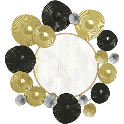 HOMCOM Wandspiegel, Metallische Wanddekoration mit Dekospiegel für Wohnzimmer, Schlafzimmer, Flur, 84x84 cm, Gold und Schwarz Aosom HOMCOM Wandspiegel, Metallische Wanddekoration mit Dekospiegel für Wohnzimmer, Schlafzimmer, Flur, 84x84 cm, Gold und Schwarz Aosom