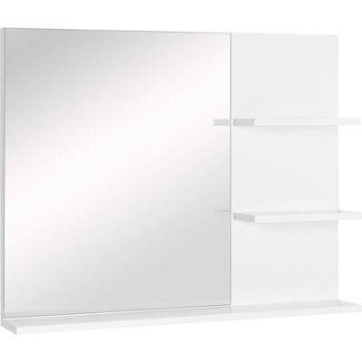 kleankin Badspiegel Wandspiegel mit 3 Ablagen, Spiegelregal für Badezimmer, MDF Weiß 60x10x48cm, modernes Design für Ordnung Aosom.de kleankin Badspiegel Wandspiegel mit 3 Ablagen, Spiegelregal für Badezimmer, MDF Weiß 60x10x48cm, modernes Design für Ordnung Aosom.de