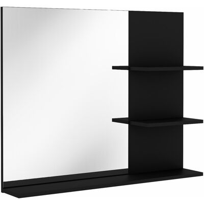 kleankin Badezimmerspiegel mit 3 Ablagen, 60 x 48 cm, moderner Wandspiegel für Schlafzimmer, Büro, Schwarz Aosom kleankin Badezimmerspiegel mit 3 Ablagen, 60 x 48 cm, moderner Wandspiegel für Schlafzimmer, Büro, Schwarz Aosom