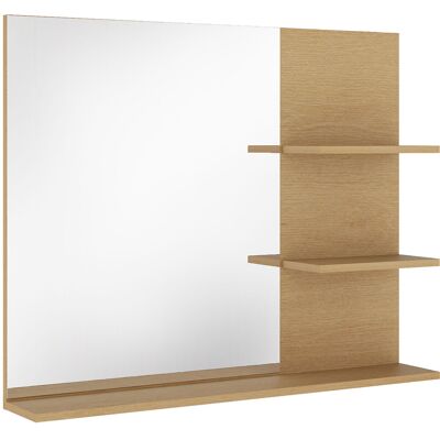 kleankin Badezimmerspiegel, Wandspiegel mit 3 Ablagen zur Aufbewahrung für Make-up, Modern, für Eingangsbereich Schlafzimmer, 60x10x48 cm, Eiche Aosom kleankin Badezimmerspiegel, Wandspiegel mit 3 Ablagen zur Aufbewahrung für Make-up, Modern, für Eingangsbereich Schlafzimmer, 60x10x48 cm, Eiche Aosom