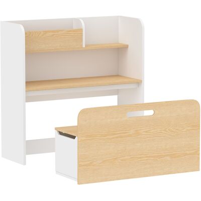 AIYAPLAY Kindertisch mit Sitzbank 5-in-1 Kindersitzgruppe mit Bücherregal, rollbar Kindertruhenbank Aufbewahrungsbox, Platzsparend Kinder Tisch Stuhl Set Kindermöbel für Kinderzimmer, für 3-8 Weiß Aosom AIYAPLAY Kindertisch mit Sitzbank 5-in-1 Kindersitzgruppe mit Bücherregal, rollbar Kindertruhenbank Aufbewahrungsbox, Platzsparend Kinder Tisch Stuhl Set Kindermöbel für Kinderzimmer, für 3-8 Weiß Aosom