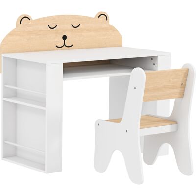 AIYAPLAY Kindertisch mit Stuhl 2 teilige Kindersitzgruppe mit Bücherregal Ablagefach Bären-Design, Platzsparend Kindermöbel Sitzgruppe für Kinder 3-8 Jahren Kinderzimmer Weiß Aosom AIYAPLAY Kindertisch mit Stuhl 2 teilige Kindersitzgruppe mit Bücherregal Ablagefach Bären-Design, Platzsparend Kindermöbel Sitzgruppe für Kinder 3-8 Jahren Kinderzimmer Weiß Aosom