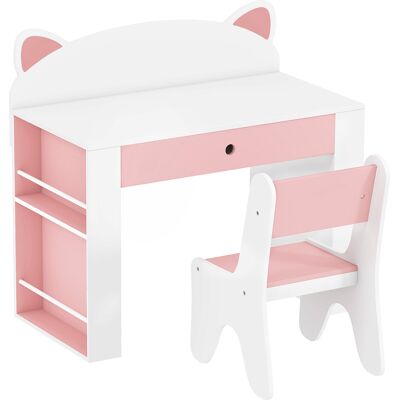 AIYAPLAY Kindertisch mit Stuhl 2 teilige Kindersitzgruppe mit Bücherregal Schublade Fuchs-Design, Platzsparend Kindermöbel Sitzgruppe für Kinder 3-8 Jahren Kinderzimmer Weiß+Rosa Aosom AIYAPLAY Kindertisch mit Stuhl 2 teilige Kindersitzgruppe mit Bücherregal Schublade Fuchs-Design, Platzsparend Kindermöbel Sitzgruppe für Kinder 3-8 Jahren Kinderzimmer Weiß+Rosa Aosom