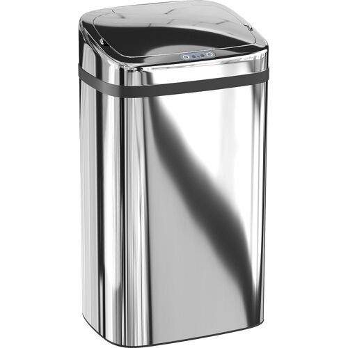 HOMCOM Mülleimer 30 L mit Sensor, intelligenter Mülleimer mit automatischem Öffnen und Schließen, Abfalleimer aus Stahl, 33x25x57.5 cm, Silber Aosom