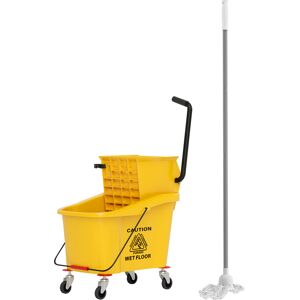 HOMCOM Putzwagen Reinigungswagen 36 Liter Eimer mit Presse, Haushaltswagen mit Mopp und Griff für Gebäudereinigung, Büroreinigung Gelb Aosom HOMCOM Putzwagen Reinigungswagen 36 Liter Eimer mit Presse, Haushaltswagen mit Mopp und Griff für Gebäudereinigung, Büroreinigung Gelb Aosom
