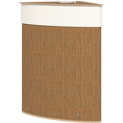 HOMCOM Bambus Wäschekorb mit Deckel 55 L Eck Wäschesammler mit herausnehmbarer Wäschesack, Wäschebox Laundry Baskets für Badezimmer Waschküche Schlafzimmer Braun Aosom HOMCOM Bambus Wäschekorb mit Deckel 55 L Eck Wäschesammler mit herausnehmbarer Wäschesack, Wäschebox Laundry Baskets für Badezimmer Waschküche Schlafzimmer Braun Aosom