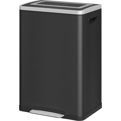 HOMCOM Mülleimer mit Doppelabteil 2 x 20L, Pedal-Mülleimer für die Küche, 2 herausnehmbare Inneneimer, Soft-Close-Deckel und integrierte Griffe, anti-Fingerabdruck, Edelstahl, schwarz Aosom HOMCOM Mülleimer mit Doppelabteil 2 x 20L, Pedal-Mülleimer für die Küche, 2 herausnehmbare Inneneimer, Soft-Close-Deckel und integrierte Griffe, anti-Fingerabdruck, Edelstahl, schwarz Aosom
