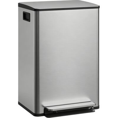 HOMCOM Küchen-Abfalleimer 50 l, Pedal-Mülleimer aus Edelstahl mit herausnehmbarem Inneneimer, Soft-Close-Deckel mit Offenhaltefunktion, Geruchsfilter, Griff, Fingerabdruckschutz, silber Aosom HOMCOM Küchen-Abfalleimer 50 l, Pedal-Mülleimer aus Edelstahl mit herausnehmbarem Inneneimer, Soft-Close-Deckel mit Offenhaltefunktion, Geruchsfilter, Griff, Fingerabdruckschutz, silber Aosom