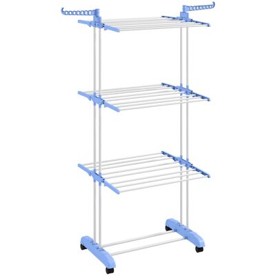 HOMCOM Wäschetrockner Turmwäscheständer 73 x 64 x 177cm ausziehbar mit Rollen 4 Ebenen für Innen und Außen Stahl Blau Aosom.de HOMCOM Wäschetrockner Turmwäscheständer 73 x 64 x 177cm ausziehbar mit Rollen 4 Ebenen für Innen und Außen Stahl Blau Aosom.de