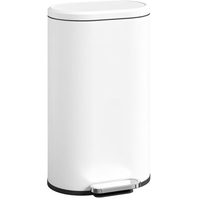 HOMCOM Küchenmülleimer 30L, Tretmülleimer rechteckig mit herausnehmbarem Inneneimer, weicher Deckelverschluss 90° mit Offenhaltefunktion, anti-Fingerabdrücke, für Büro und Zuhause, weiß Aosom HOMCOM Küchenmülleimer 30L, Tretmülleimer rechteckig mit herausnehmbarem Inneneimer, weicher Deckelverschluss 90° mit Offenhaltefunktion, anti-Fingerabdrücke, für Büro und Zuhause, weiß Aosom