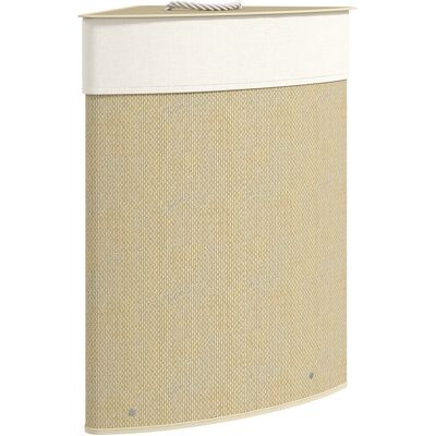 HOMCOM Bambus Wäschekorb mit Deckel 55 L Eck Wäschesammler mit herausnehmbarer Wäschesack, Wäschebox Laundry Baskets für Badezimmer Waschküche Schlafzimmer Creme Aosom HOMCOM Bambus Wäschekorb mit Deckel 55 L Eck Wäschesammler mit herausnehmbarer Wäschesack, Wäschebox Laundry Baskets für Badezimmer Waschküche Schlafzimmer Creme Aosom