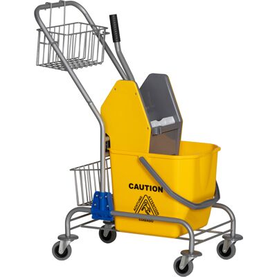 HOMCOM Putzwagen Reinigungswagen 26 Liter Wischwagen mit Wringer, Haushaltswagen mit Rollen, Haken für Mopp Gelb Aosom HOMCOM Putzwagen Reinigungswagen 26 Liter Wischwagen mit Wringer, Haushaltswagen mit Rollen, Haken für Mopp Gelb Aosom