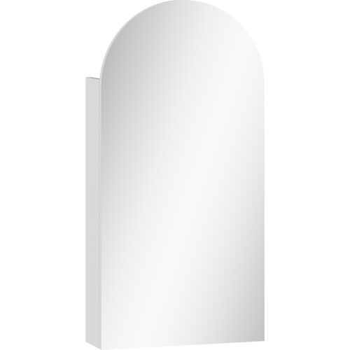 HOMCOM Wand-Badezimmerschrank mit Spiegel, 40 x 12 x 80 cm, rahmenloser bogenförmiger Spiegel mit verstellbaren Glasböden, weiß Aosom