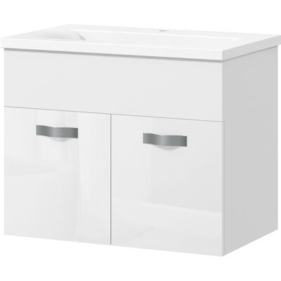 Kleankin Wandmontierter Badezimmerschrank mit Waschbecken Kleankin Wandmontierter Badezimmerschrank mit Waschbecken