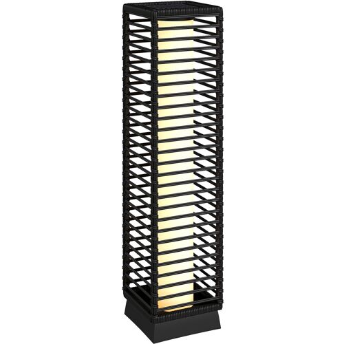 Outsunny Solar-Außenlaterne aus geflochtenem Resin, kabellose wiederaufladbare Stehleuchte mit Lichtsensor, LED-Außenleuchte für Garten, Terrasse, Patio, schwarz Aosom