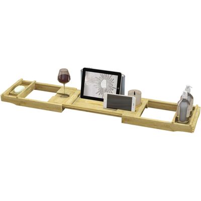 HOMCOM Badewannenregal ausziehbarer Bambus mit Getränkehalter und Seifenschale, 75-109 x 23 x 4,5 cm, Naturholzoptik Aosom HOMCOM Badewannenregal ausziehbarer Bambus mit Getränkehalter und Seifenschale, 75-109 x 23 x 4,5 cm, Naturholzoptik Aosom