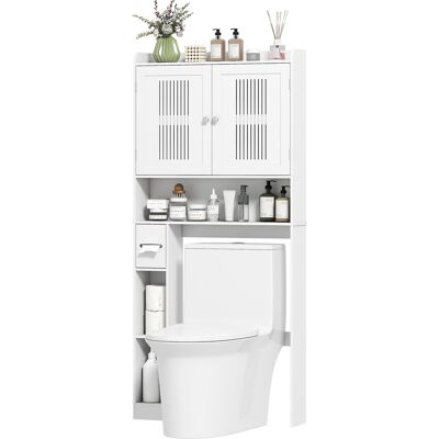 HOMCOM Toilettenregal Über Toilettenregal mit Verstellbarem Regal 2 Türen Toilettenpapierhalter und Offene Regale Platzsparender Waschmaschinenschrank für Badezimmer Weiß Aosom HOMCOM Toilettenregal Über Toilettenregal mit Verstellbarem Regal 2 Türen Toilettenpapierhalter und Offene Regale Platzsparender Waschmaschinenschrank für Badezimmer Weiß Aosom
