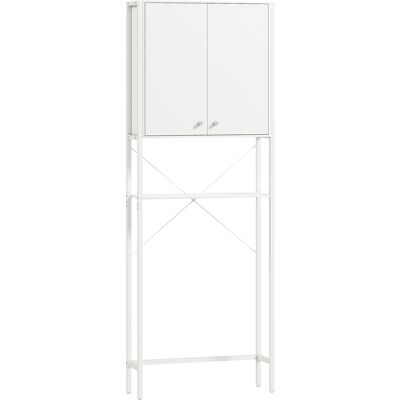 HOMCOM Badezimmer Überbau für WC mit Schrank und offenen Regalen, Platzsparendes Regal für Waschmaschine mit Metallbeinen, für Badezimmer und Wäscheraum, 64x20x180 cm, Weiß Aosom HOMCOM Badezimmer Überbau für WC mit Schrank und offenen Regalen, Platzsparendes Regal für Waschmaschine mit Metallbeinen, für Badezimmer und Wäscheraum, 64x20x180 cm, Weiß Aosom