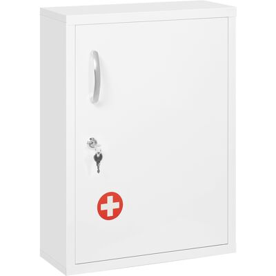 kleankin Apothekerschrank Wandmontage abschließbar mit 2 Schlüsseln aus Stahl in Weiß 40x15x53,5cm für Badezimmer & Küche Aosom.de kleankin Apothekerschrank Wandmontage abschließbar mit 2 Schlüsseln aus Stahl in Weiß 40x15x53,5cm für Badezimmer & Küche Aosom.de